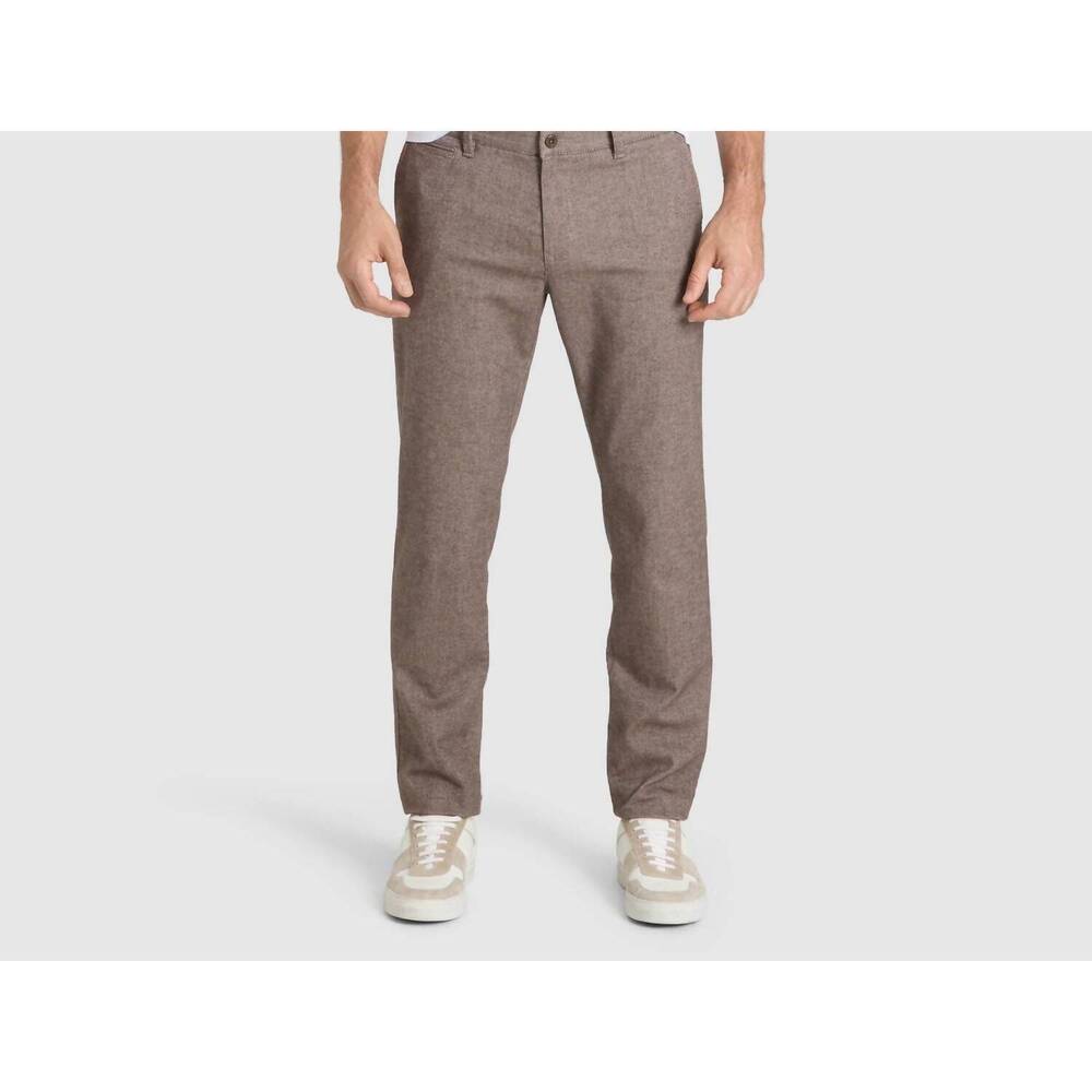 NEW MAC JEANS lennox slim chino pant in deep brown herringbone